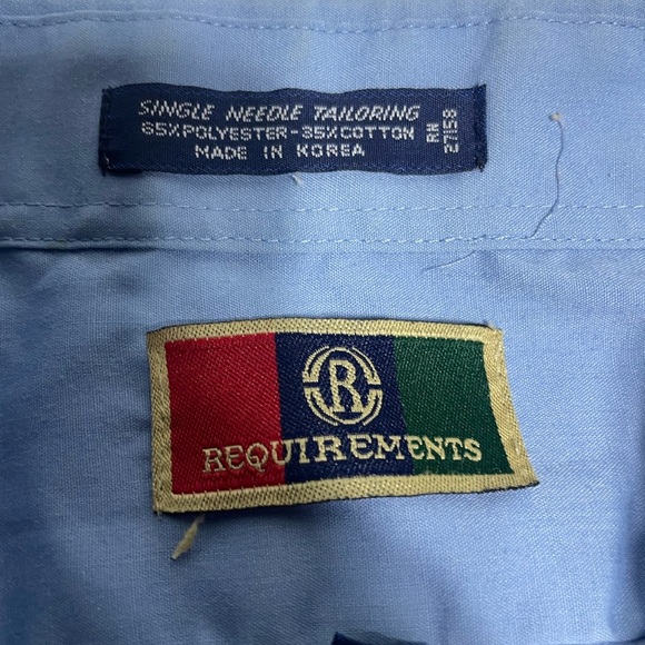 Requirements short sleeve men Sky Blue  Button Down Shirt size 17 Classic fit - Picture 3 of 10